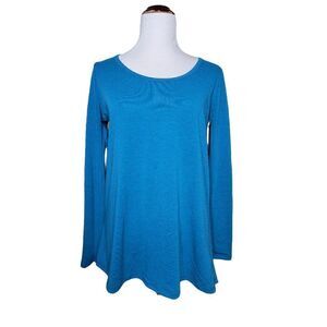 LulaRoe Long Sleeve Tunic Knit Top Blue Size Small